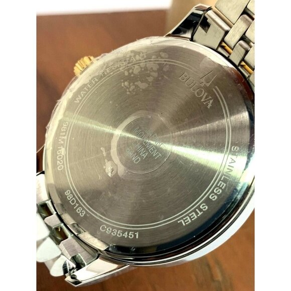 Bulova Men's Watch 98D163 Black Dial Diamond Quartz Two Tone Stainless Steel - Picture 6 of 13